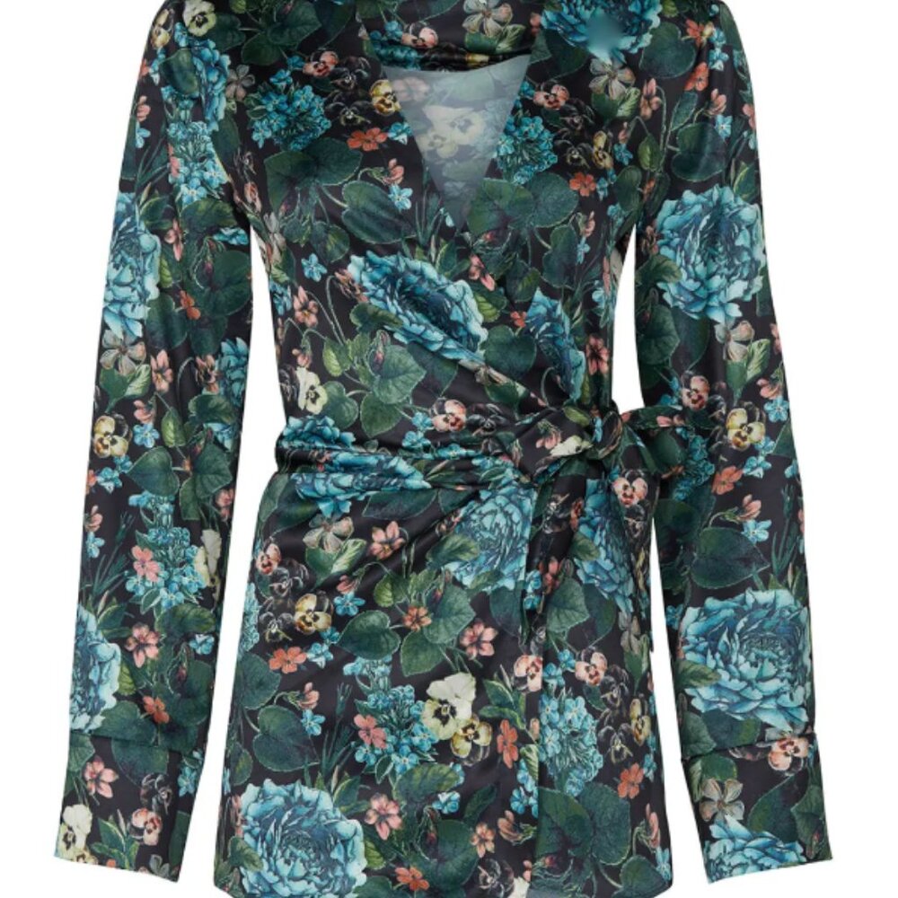 Badgley Mischka Floral Wrap Top (M)